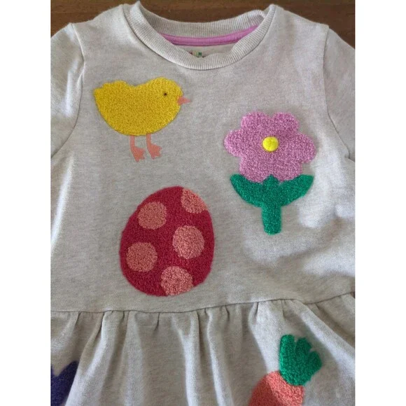 Mini Boden Girls Longs sleeve  Joan Boucle Bunny Appliqué Dress size 6/7 NEW NT - Picture 3 of 9